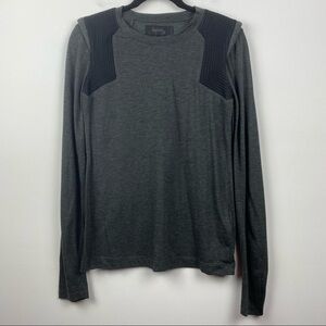 HANII Y Gray Grey Black Long Sleeve Cotton Blend Dramatic Shoulder Pad Top 40